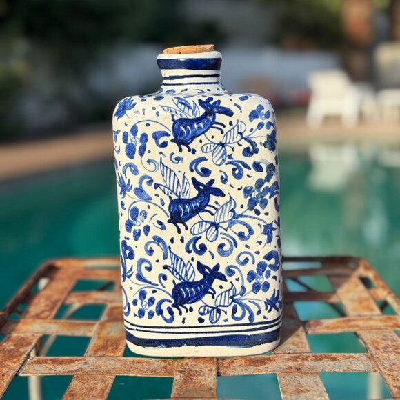 Vintage Hand-Painted Triangular Italian Maiolica Jar "Sciroppo di Tamarindo" - Picture 2 of 6